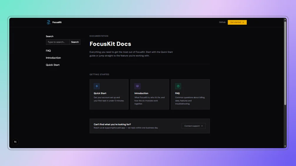 Image of FocusKit — Productivity App Template (Next.js 16 + Tailwind v4 + shadcn/ui)