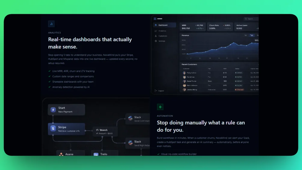 Image of NovaMind — AI SaaS Landing Page Template (Next.js + Tailwind + shadcn)