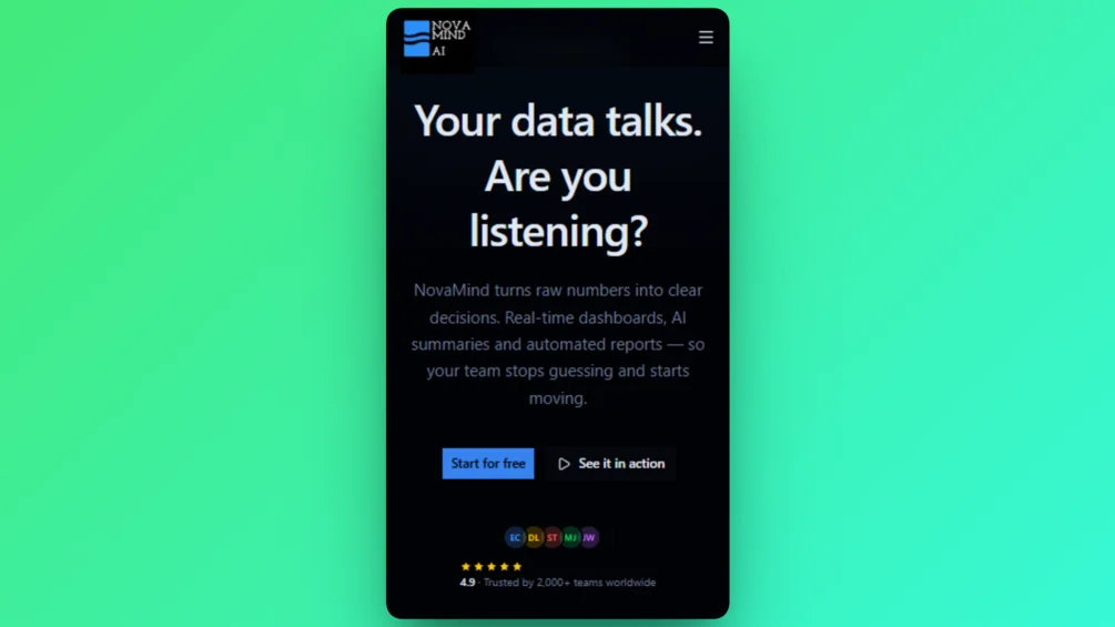 Image of NovaMind — AI SaaS Landing Page Template (Next.js + Tailwind + shadcn)